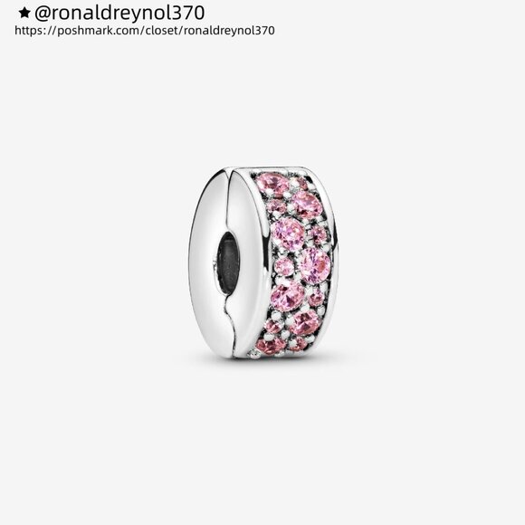 Pandora Pink Pavé Clip Charm - Picture 1 of 5